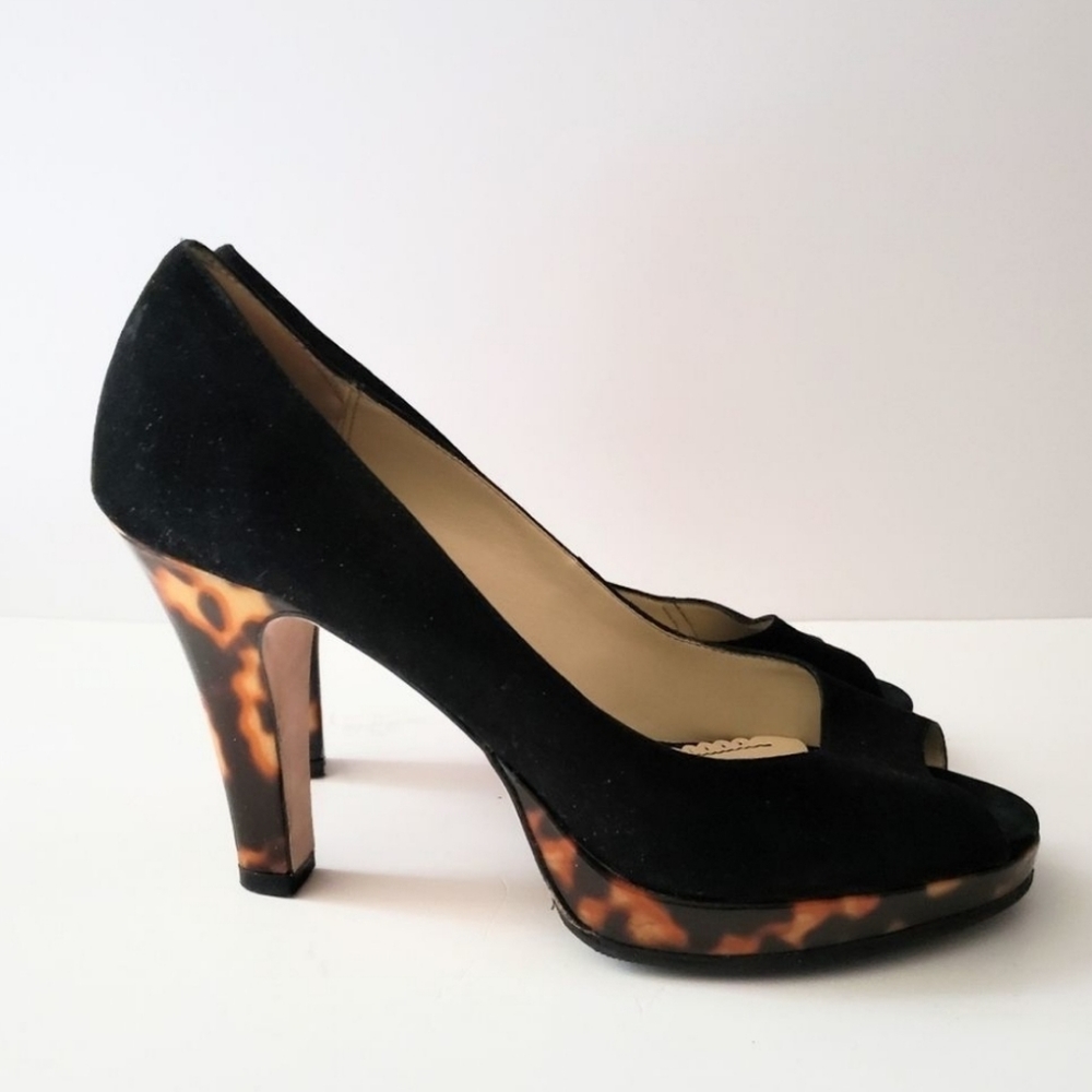 Martinez Valero platform Black/Leopard Print US size 8. Gorgeous open Toe Heels